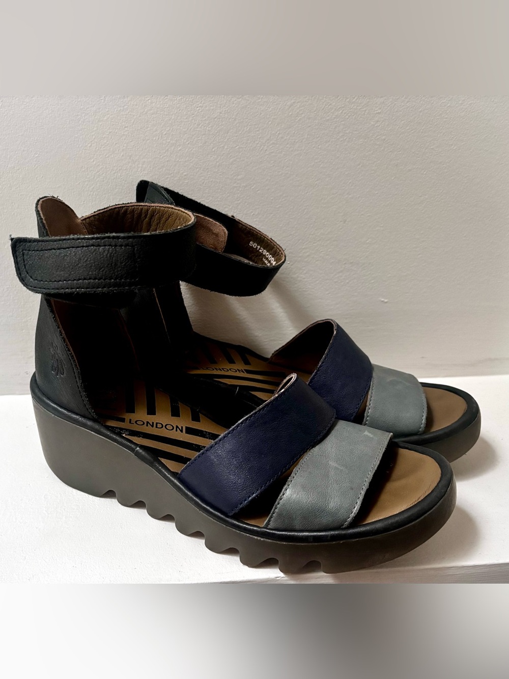 FLY London Leather Bono wedge Sandals Size 39